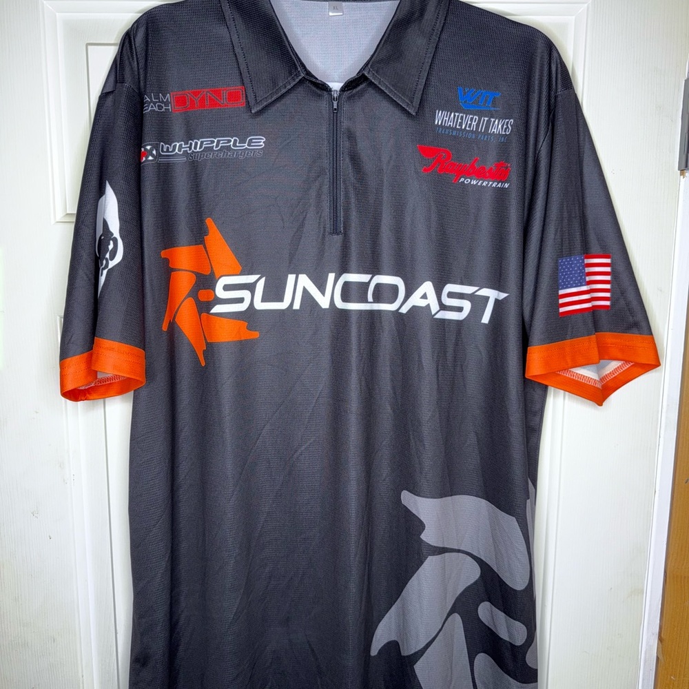 Men’s SunCoast Zip Up Polo Shirt Black Short Sleeve Size XL PROMO
